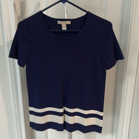 Banana Republic Tops - Banana Republic heavy weight blue purple short sleeve striped sweater top